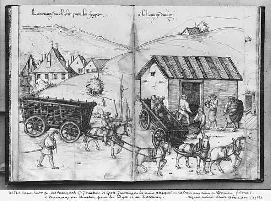 Silver mine of La Croix-aux-Mines, Lorraine, fol.5v and fol.6r, transporting and delivering coal for from Heinrich Gross or Groff