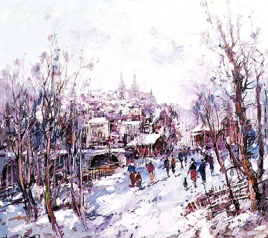 Winter Scene in a French Cathedral Town from Heinrich Hansen