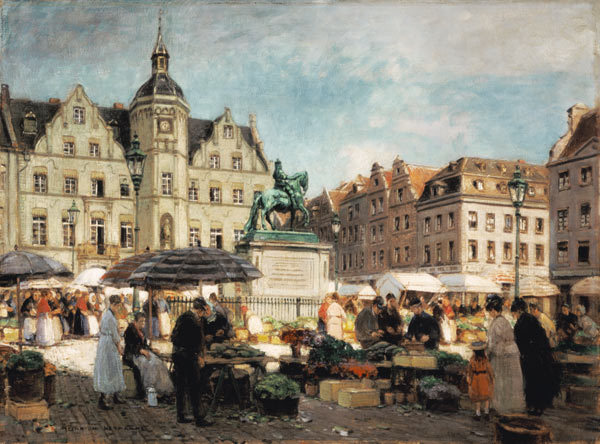 Market at the Jan Wellem in Düsseldorf from Heinrich Hermanns