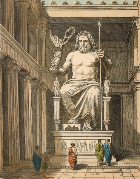 Statue of Zeus in Olympia , H. Leutemann from Heinrich Leutemann