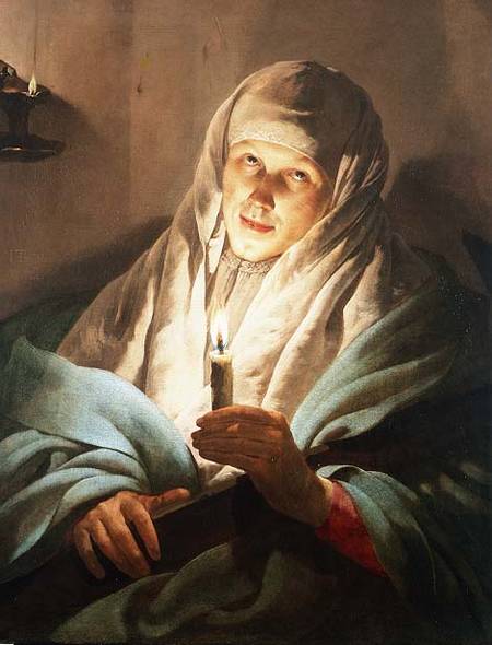 A Woman with a Candle and Cross from Hendrick ter Brugghen