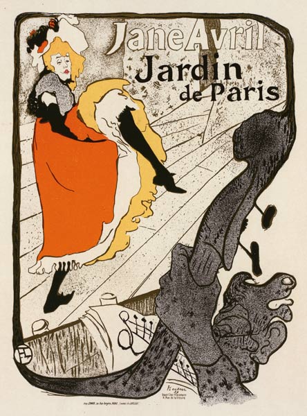 Jane Avril at the Jardin de Paris (Poster) from Henri de Toulouse-Lautrec