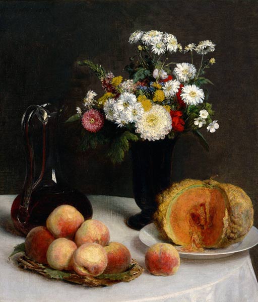 Still Life with Decanter, Flowers and Fruits from Henri Fantin-Latour