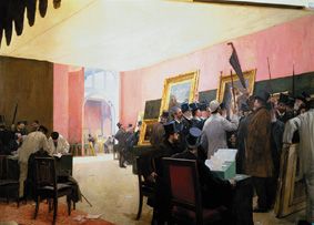 The jury sits in the drawing-room of the Artistes français 1883. from Henri Gervex