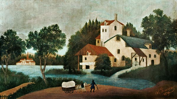 Landscape with water-mill and cars from Henri Julien-Félix Rousseau