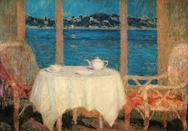 The Terrace in Front of the Bay of St. Tropez from Henri Eugene Augustin Le Sidaner