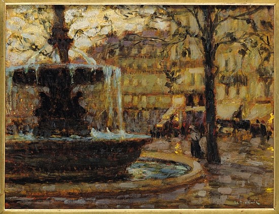 La fontaine, Paris from Henri Eugene Augustin Le Sidaner