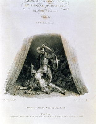 Death of Brian Boru in his Tent, engraved by Edward Finden (1791-1857), title page of 'The History o from Henry Corbould