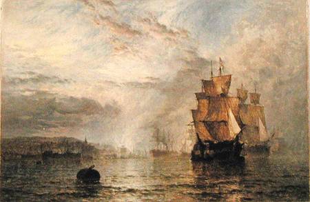 Shipping Becalmed in an Estuary at Evening from Henry Dawson