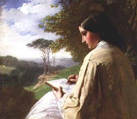 Young Lady sketching in a landscape