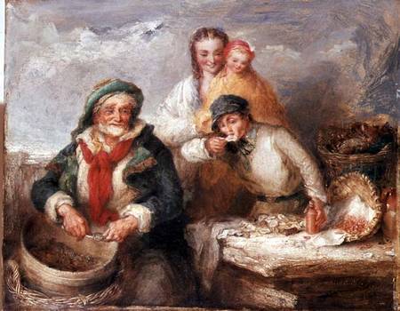 Sketch for 'Oysters, Young Sir?' from Henry Perlee Parker