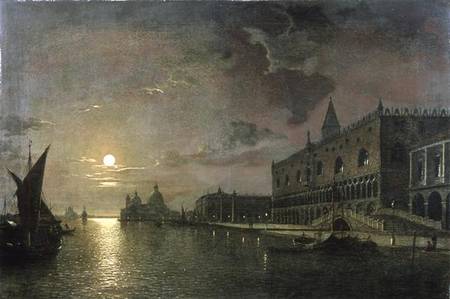 Moonlit View Of The Bacino Di San Marco, Venice, With The Doge's Palace from Henry Pether
