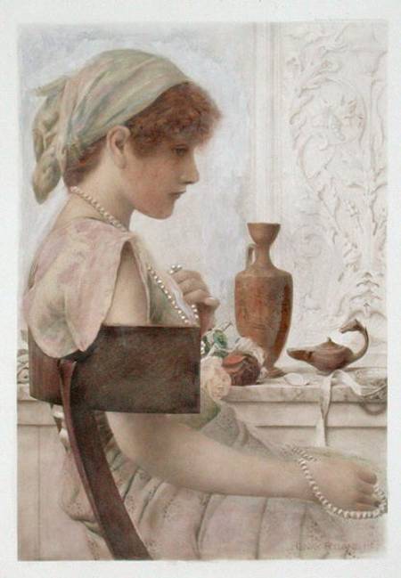 Girl with Pearls (w/c over photogravure) from Henry Ryland
