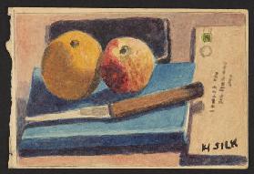 Fruit and knife, c.1930 (pencil & w/c on paper)