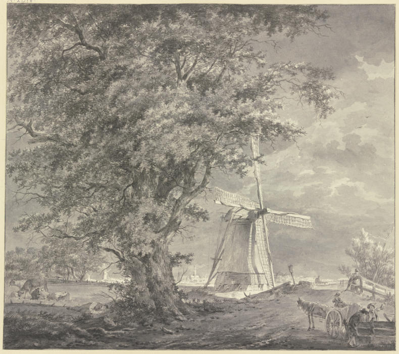 Windmühle bei einem Eichbaum from Hermanus van Brussel