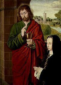 Anne de Beaujeu, duchess of Bourbon, and Johannes the evangelist.