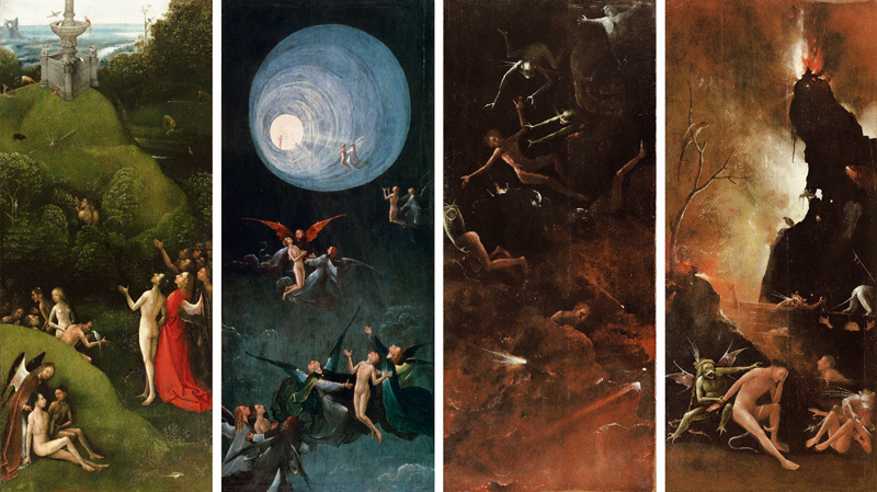 Visions from Beyond, four panels from Hieronymus Bosch