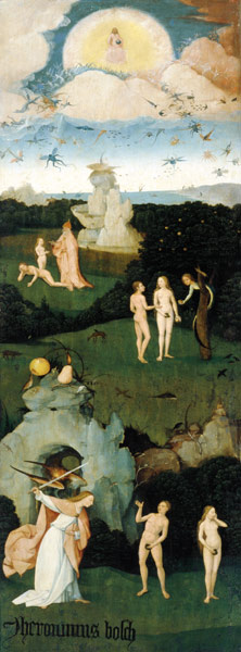 Haywain - Paradise (left panel) triptych from Hieronymus Bosch