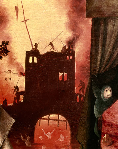 Tondal's Vision, detail of the burning gateway from Hieronymus Bosch