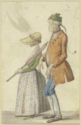 Caricatured farmer couple