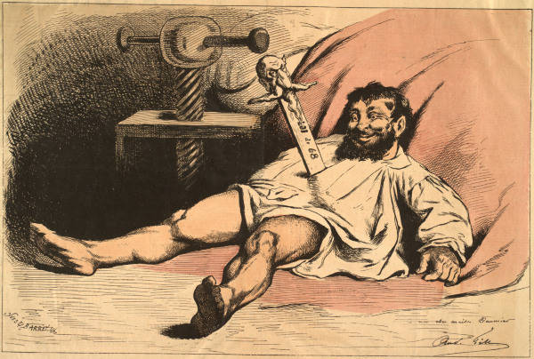 Daumier stabbed by Napoleon/Caric./ 1877 from Honoré Daumier