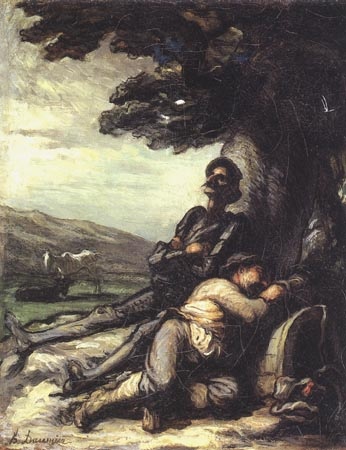 Don Quichotte et Sancho Pança se reposant sous un arbre from Honoré Daumier