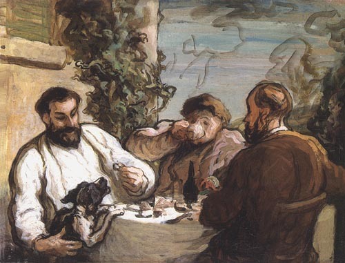 Le Déjeuner at La campagne on Fin dún déjeuner from Honoré Daumier