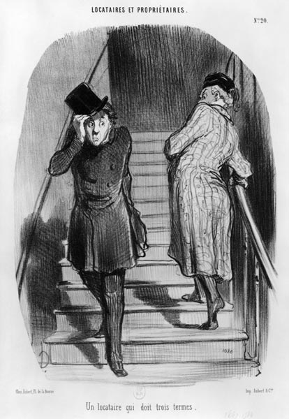 A tenant who owes three terms, plate 20 from the series ''Tenants and owners'', from Honoré Daumier