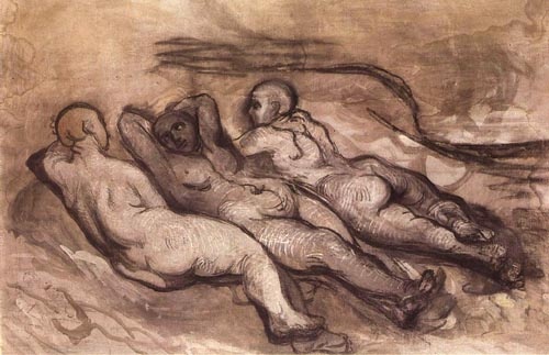 Trois femmes nues couchées from Honoré Daumier
