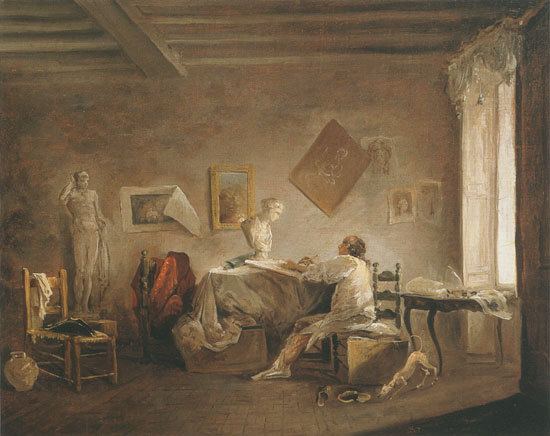 the studio of the painter from Hubert Robert