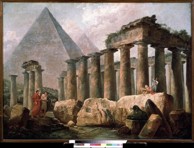 Pyramids and Temple from Hubert Robert
