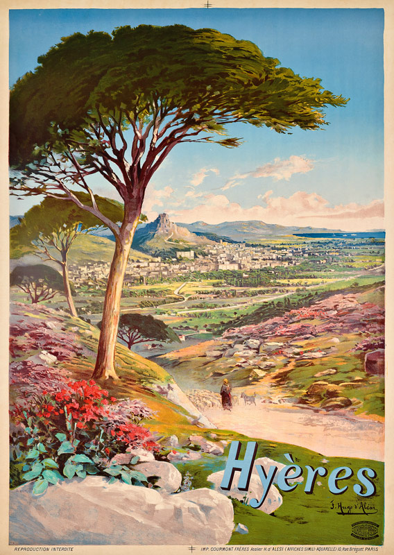 Poster advertising Hyeres, France from Hugo d' Alesi