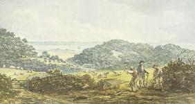 Panoramic 'before' view, from the Red Book for Antony House, c.1812 (w/c on paper)