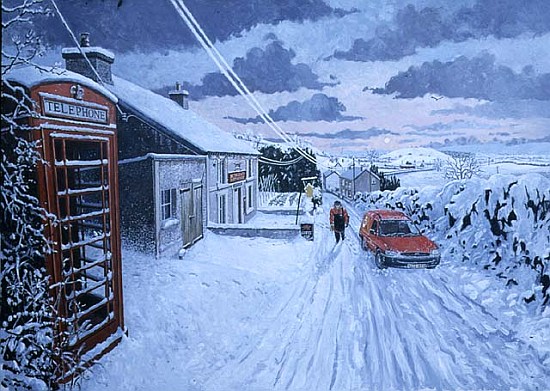 Collecting the Christmas Post at Bethlehem, Dyfed, 1995 (oil on board)  from Huw S.  Parsons
