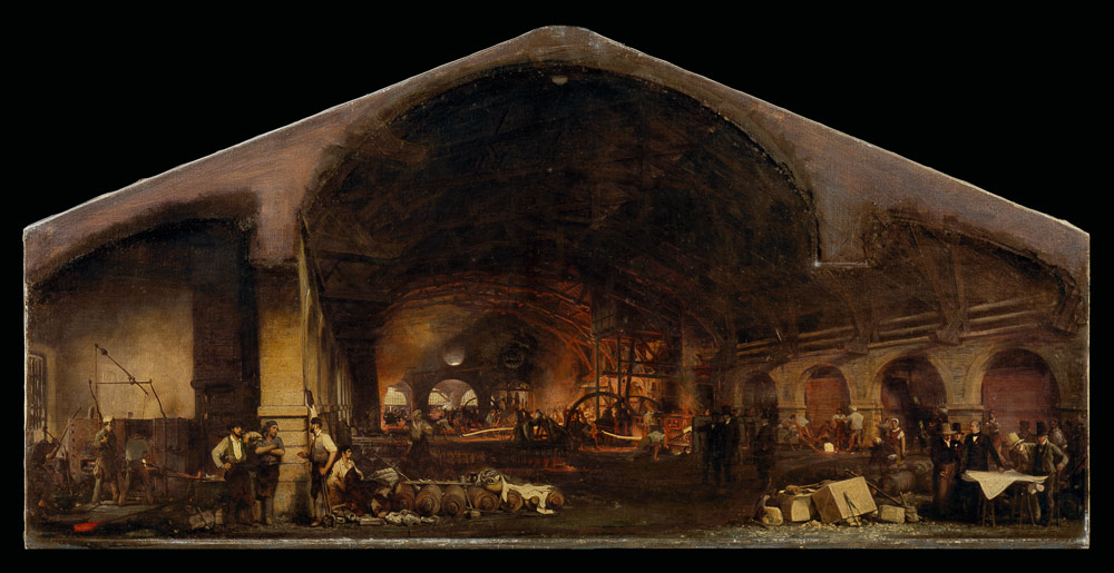 Interior of the Forge at Fourchambault from Ignace Francois Bonhomme