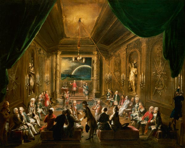 Initiation ceremony in a Viennese Masonic Lodge during the reign of Joseph II from Ignaz Unterberger