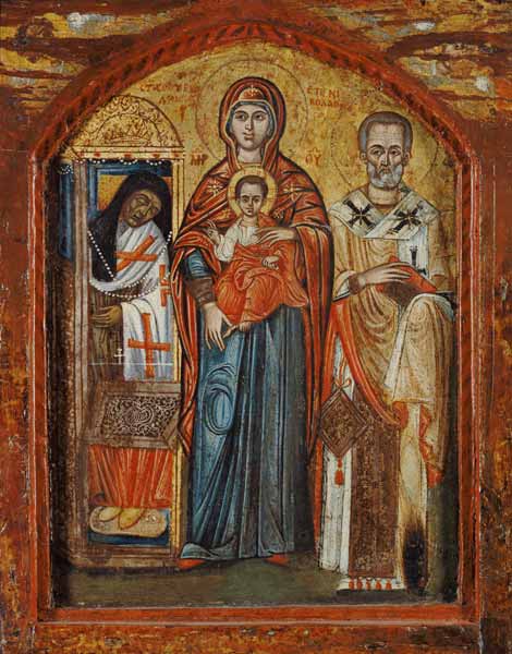 The Mother of God and the hll.Spiridon and Nikolaus of Bari. from Ikone (griechisch)