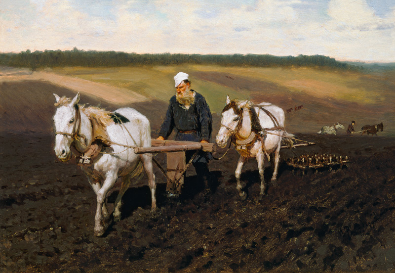 A ploughman. Leo Tolstoy at the field from Ilja Efimowitsch Repin
