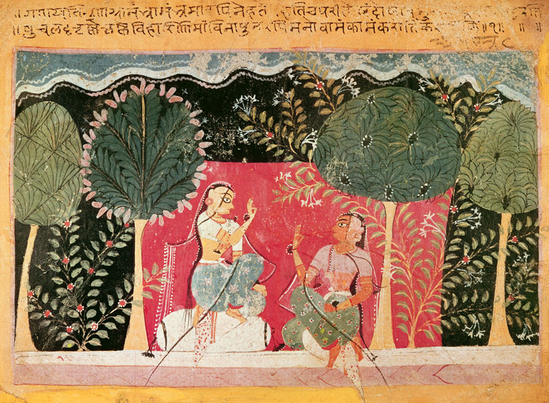 Two Princes in a Garden, from the 'Gita Govinda' from Indian School
