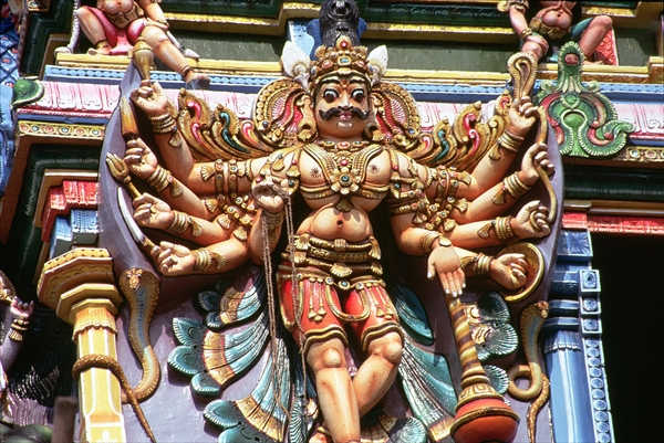 Detail of carved exterior showing Shiva (photo)  from Indian School