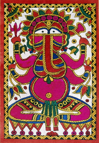Elephant headed god Ganesh (oil on cloth)  from Indian School