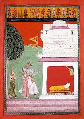 Lovers approaching a bed chamber, Malwa, c.1680