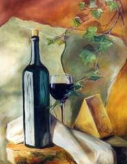 Still life with wine and cheese from Ingeborg Kuhn