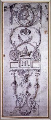 Design for a decorative panel (pen & ink and pencil on paper) from Inigo Jones