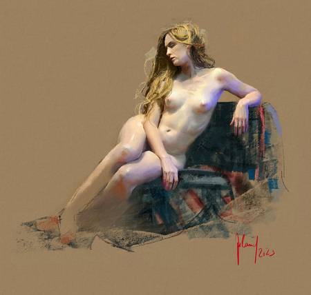 Female Nude with wallowing Hair