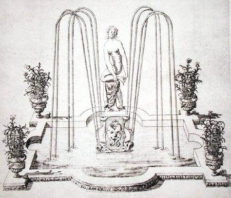 Fountain design from 'The Gardens of Wilton' from Isaac de Caus
