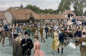 Tattersall's, Newmarket, pub. by I.P. Mendoza, 1890 (photogravure, with hand colouring)