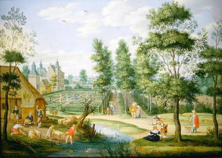 Figures in the Grounds of a Country House from Isaak van Oosten