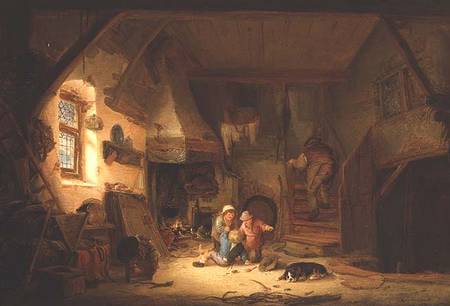 Children Playing by a Cottage Fire from Isack van Ostade