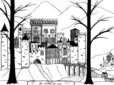Schloss 2 in Schwarz-Weiß